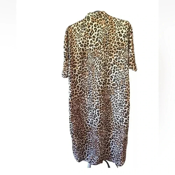 Ellison Maxi Dress Size L Animal Cheetah Print Slinky Mob Wife Comfy Button Down - Picture 4 of 9